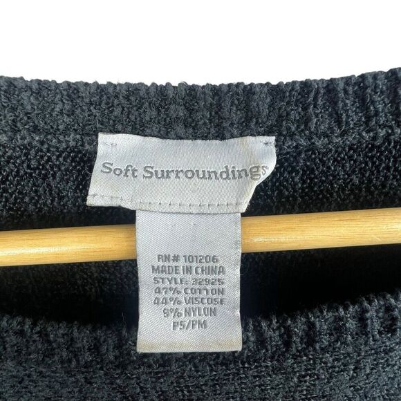 Soft Surroundings Black Patch Pocket Crewneck Tunic Sweater Size PS/PM - Picture 8 of 11